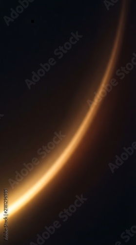 Golden planetary horizon and glowing atmosphere captured in deep space during partial eclipse or sun alignment event.