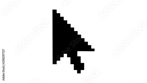 Pixelated Mouse Cursor Pointer Icon in Black Silhouette Style