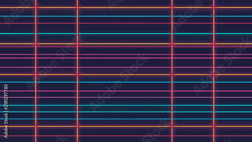 Neon Grid Pattern Geometric Abstract Lines Background Design with Vibrant Light