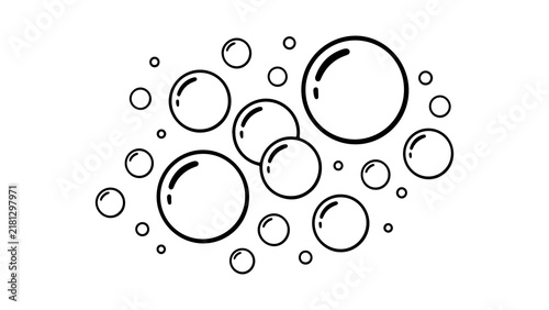 Bild auf Leinwand Soap Bubble Cluster Outline Icon Set Vector