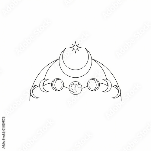 Moon phases with crescent and star tattoo
