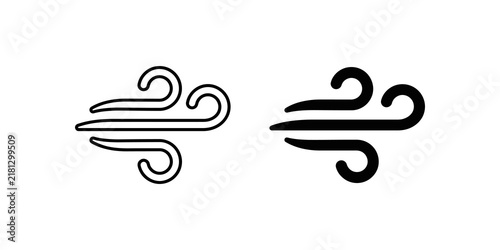 Canvastavla Wind weather icon set black and white outlines for meteorology reports