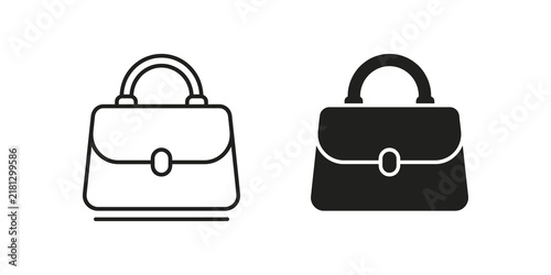 Obraz na plátně Lady handbag linear and solid icons representing fashion and shopping