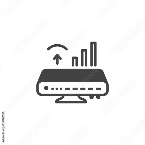 Modern Internet Router with Signal Strength and Upload Arrow Icon
