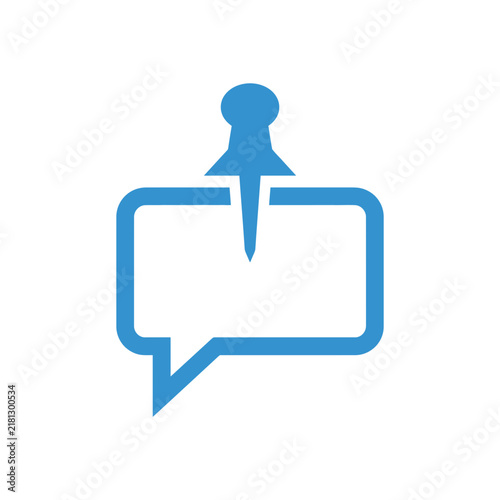 Modern Minimalist Blue Speech Bubble with Pushpin Icon for Pinned Social Media Messages