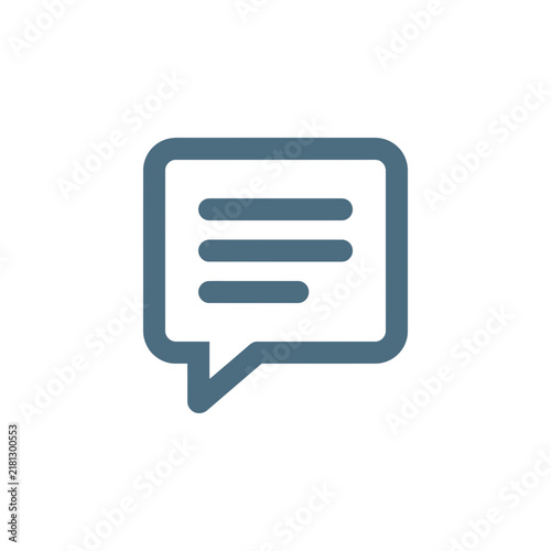 Modern Minimalist Chat Bubble Icon with Text Lines for Web Interface