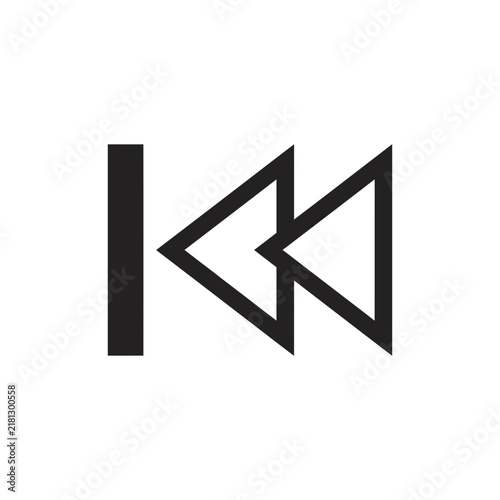 Modern minimalist outline icon for skip to previous track media player button