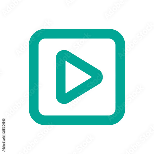 Modern Minimalist Teal Play Button Icon in Rounded Square Frame