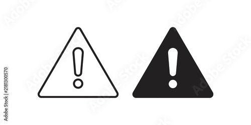 Obraz na płótnie Warning attention exclamation sign line and solid graphic icon set.