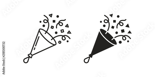 Foto Party popper confetti explosion icon set for celebration and events