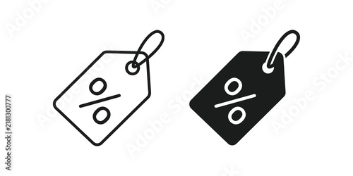 Cuadro en lienzo Black discount tag icon with percentage sign for sales and shopping deals