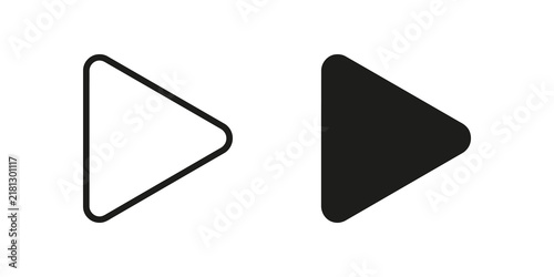 Foto Black media player play button icons in outline and solid versions