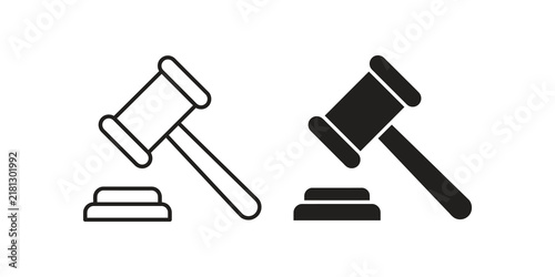 Принти на полотні Auction gavel judge mallet vector icon set for legal justice systems