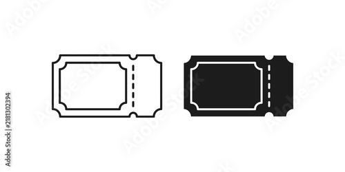 Cuadro en lienzo Cinema ticket outline and solid black icons for event reservation