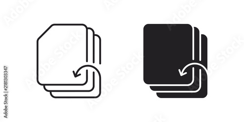Картината върху платно Document stack with return arrow icons for files and data management