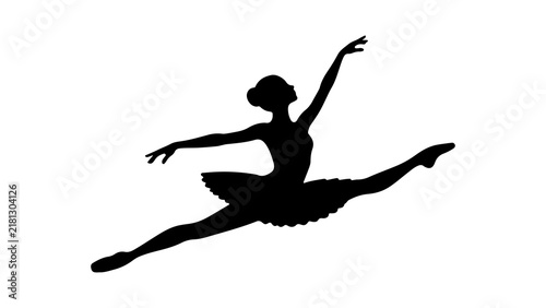 Fotografie Ballerina Silhouette Leaping in Grand Jete Pose Vector Illustration