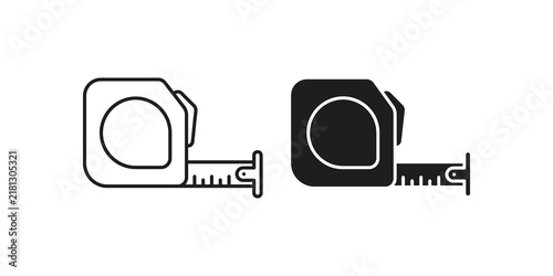 Quadro su tela Measuring tape black icons set for construction and diy craft projects