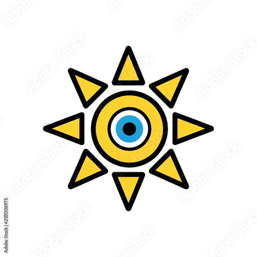 Evil eye sun symbol graphic for protection and spiritual design