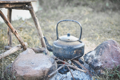 Old Kettle Boiling Water