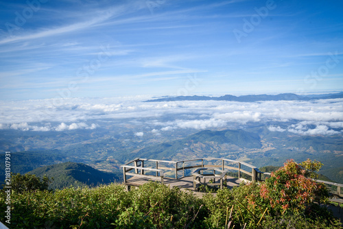 Panoramic Mountain View Above the Clouds in Thailand