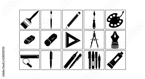 Obraz na plátně Drawing tools icons with include paintbrushes pencils
