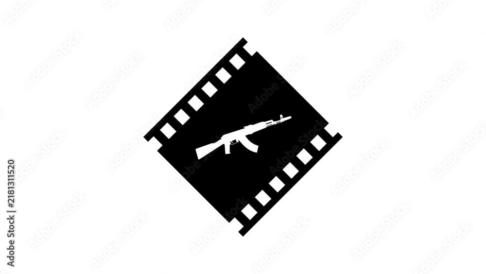Obraz premium Military video, black isolated vector silhouette