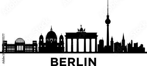Berlin skyline silhouette with brandenburg gate