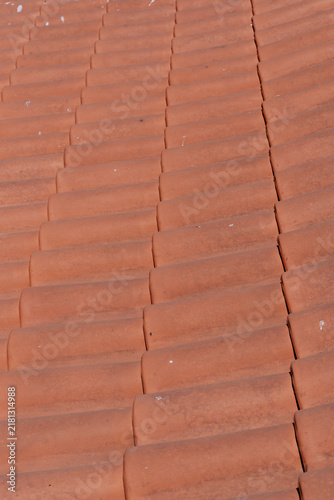 Obraz na plátně Terracotta Roof Tile Rows Full Frame Texture