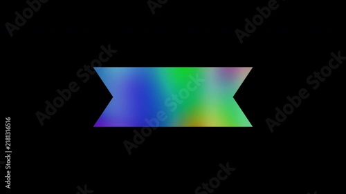 Colorful abstract patterns of a ribbon banner shape, alpha channel, looping