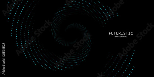 3D blue techno background. Big data visualization on dark space with dotted lines shape effect decoration. Modern graphic design element dots circle style concept for flyer, card, or brochure cover