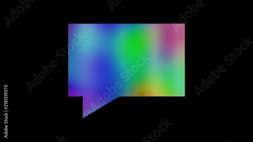 Colorful abstract patterns of a rectangular speech balloon, alpha channel, looping