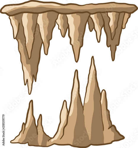 Stalactite Stalagmite Cave Formation Illustration
