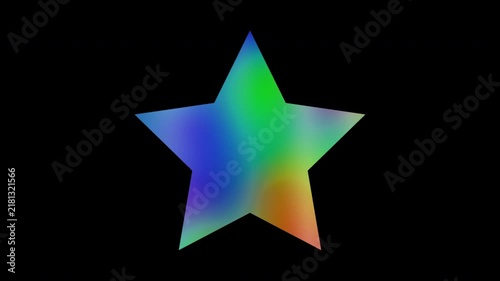 Colorful abstract patterns of a five-pointed star, alpha channel, looping