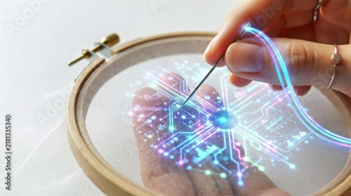 Needle Stitching Glowing Hologra