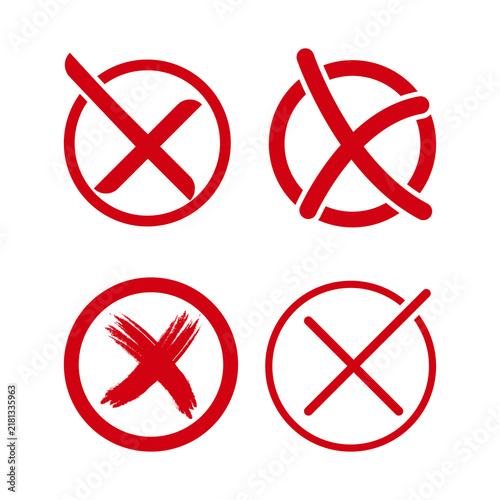 Fotografie Red circle with a X icon transparent background