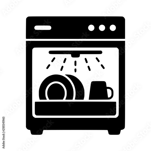 Dishwasher icon flat outline in black
