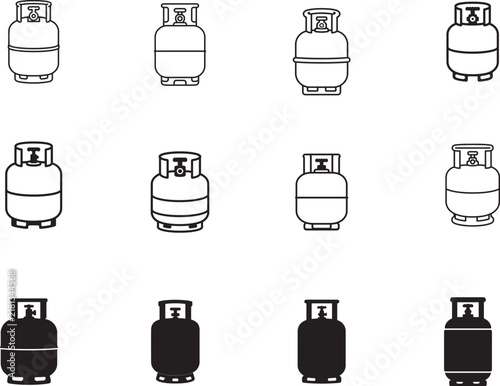 Propane gas tank silhouette icon with bold outline and line art design for fuel and energy concepts.
