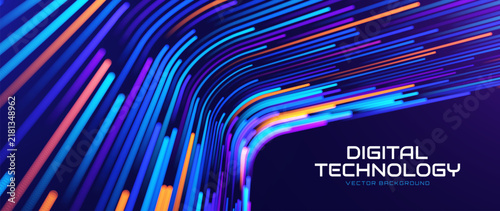 Light Particle Stream Along Fiber Optic Cables Showing Big Data Flow. Technology Background for Presentations on AI, Cyber Security, and Digital Speed.
