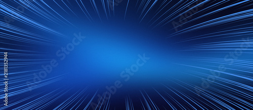 Obraz na płótnie Abstract Blue Comic Speed Lines Radial Zoom Background