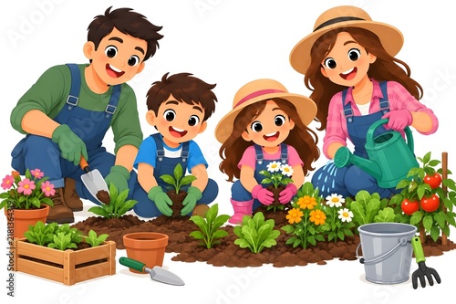 Family in the garden