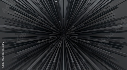 Abstract dark radial lines exploding from center in perspective view