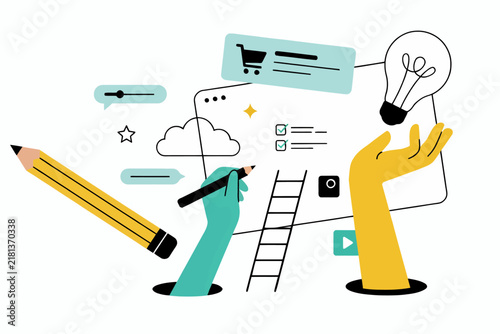 E-commerce Strategy and Idea Planning Vector Illustration