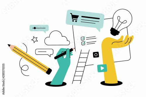 E-commerce Strategy and Idea Planning Vector Illustration