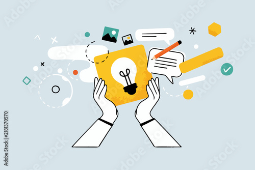 Creative Idea Generation and Content Creation Vector Illustration