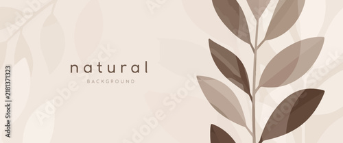 Minimalist Natural Botanical Leaves Background Vector Illustration