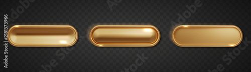 Gold Rectangle Banner Frame with 3D Metal Button Label