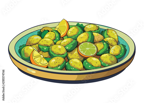 Delicious dish of stuffed green vegetables with lemon and lime.
