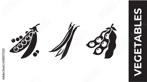 Legumes vector icons set black silhouettes of peas and beans on white
