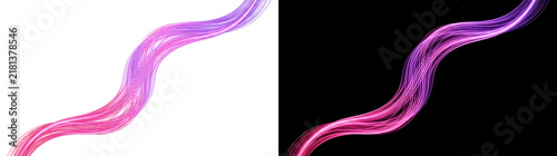 Obraz na plátně Pink and purple light ribbon flows in a twisting wave of glowing strands across