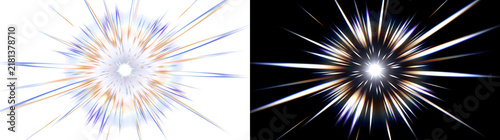 Fotografie Prismatic star explosion radiates sharp multicolored light rays from a bright ce